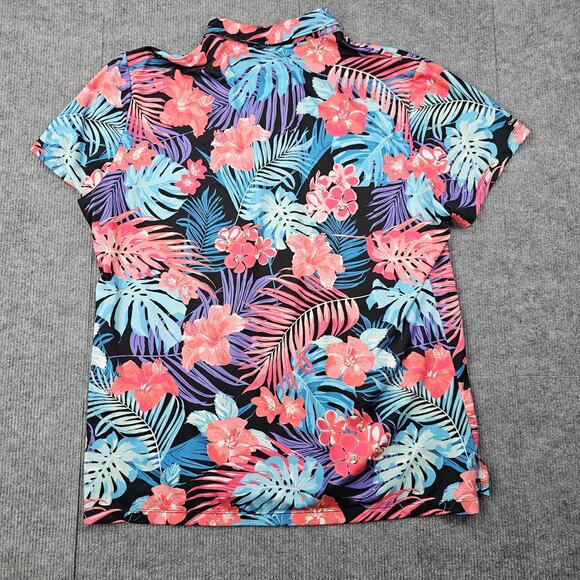 Good Good Golf Polo Shirt Mens 2XL Black Tropical Floral Performance Stretch - Picture 6 of 6